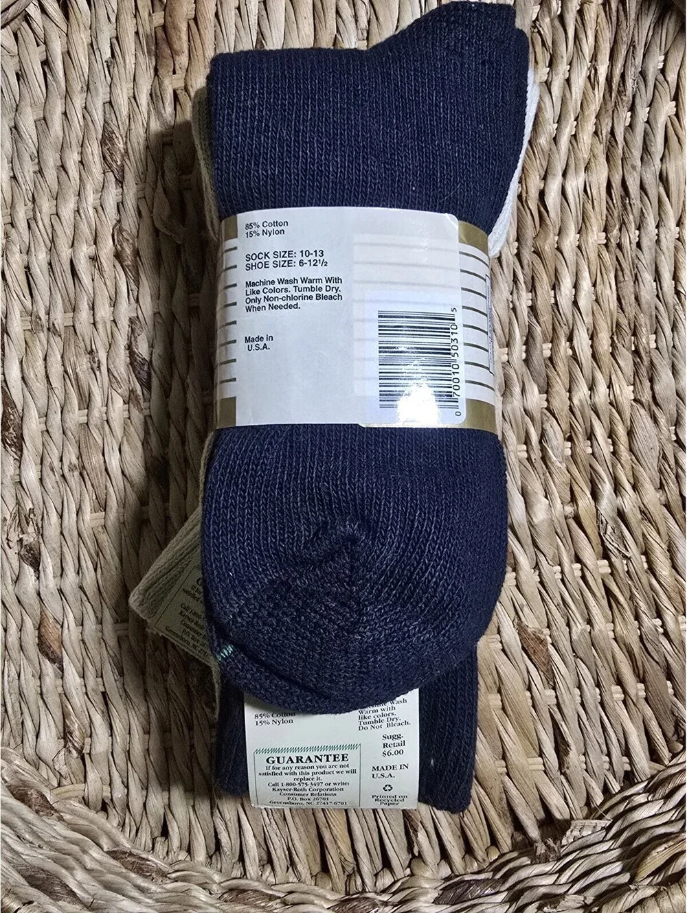 3 Pairs Of Burlington Crew Length Socks NOS Sock Size 6-12.5 White Made USA New